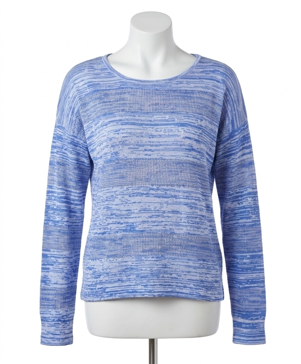 NEW FRENCH KYSS textured top sweatshirt in peri/white